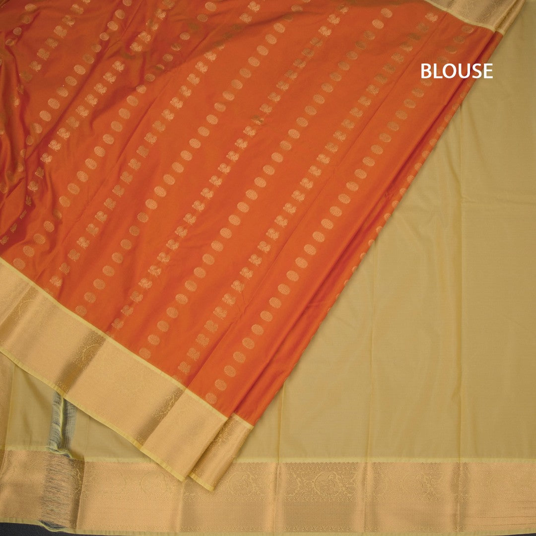 Art Silk Orange Zari Worked Saree 05