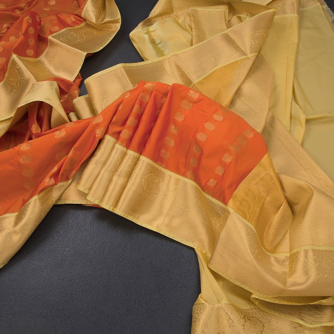 Art Silk Orange Zari Worked Saree 05