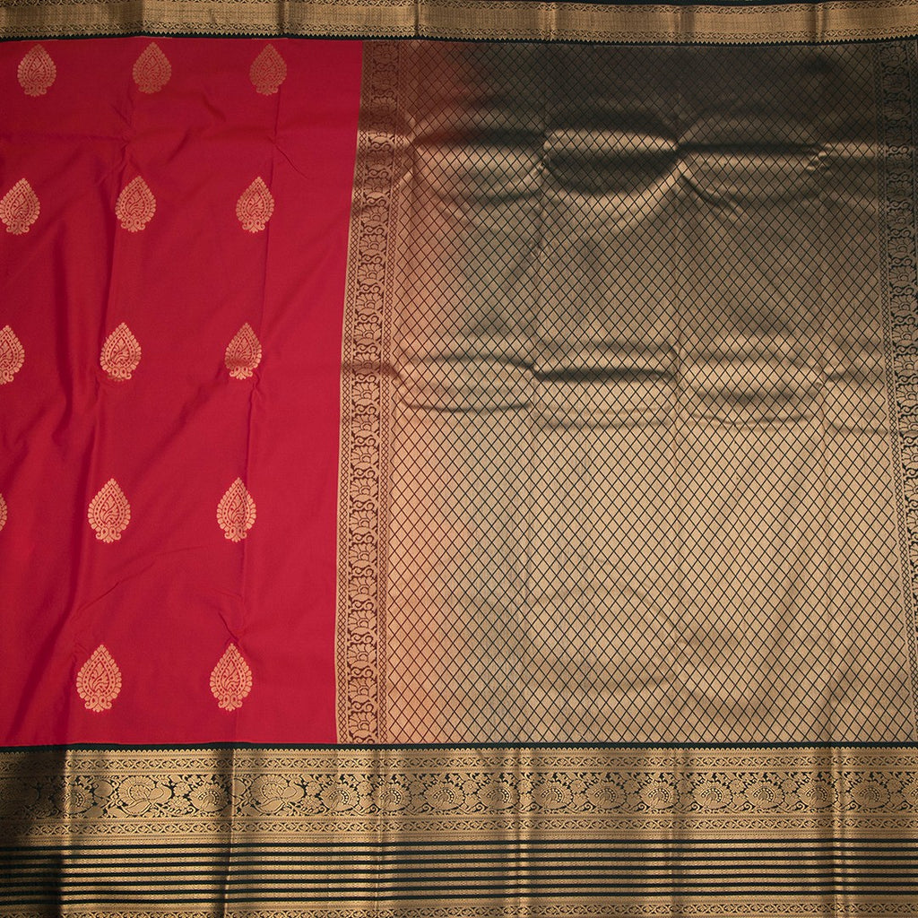 Art Silk Red Zari Worked Saree 06