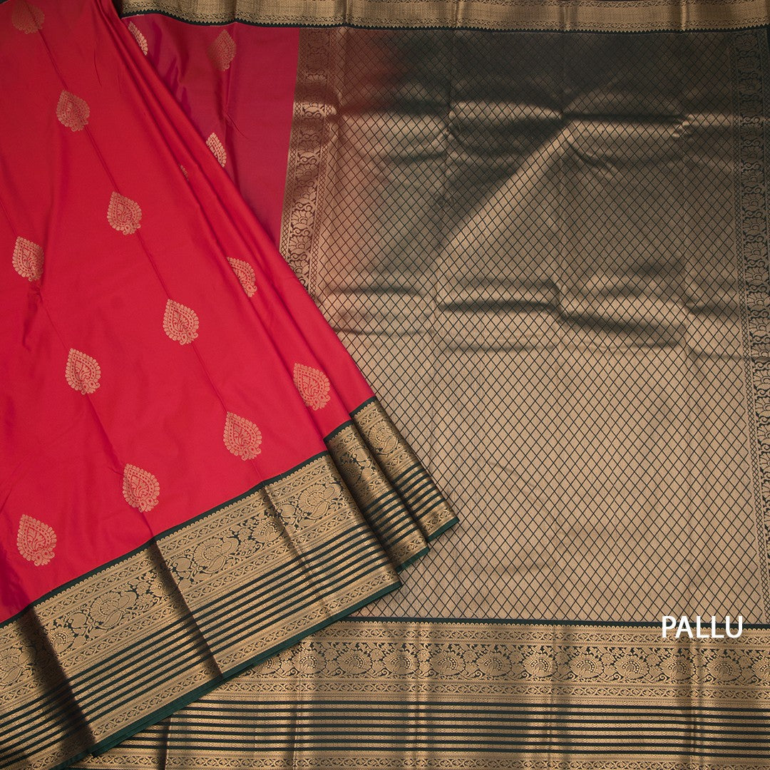 Art Silk Red Zari Worked Saree 06