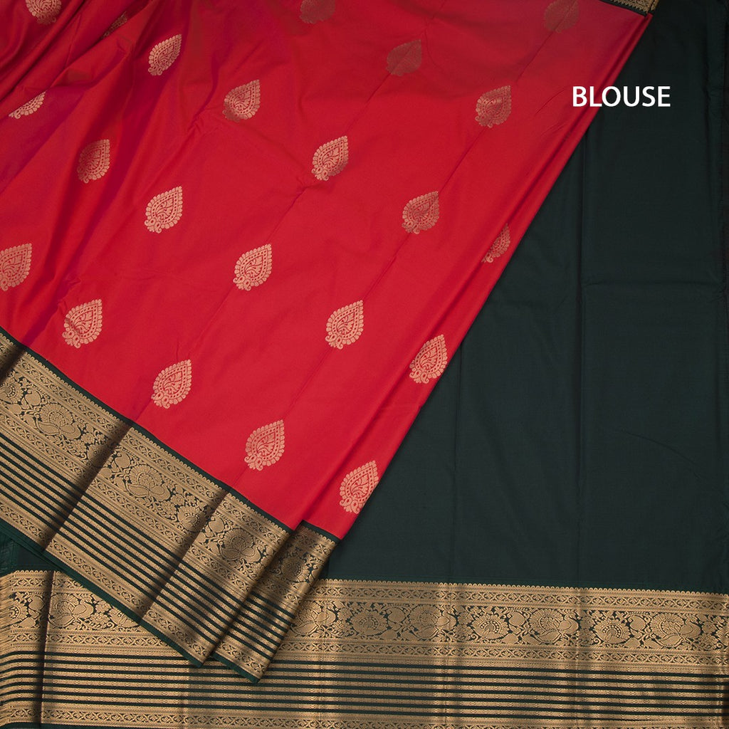 Art Silk Red Zari Worked Saree 06