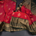 Art Silk Red Zari Worked Saree 06
