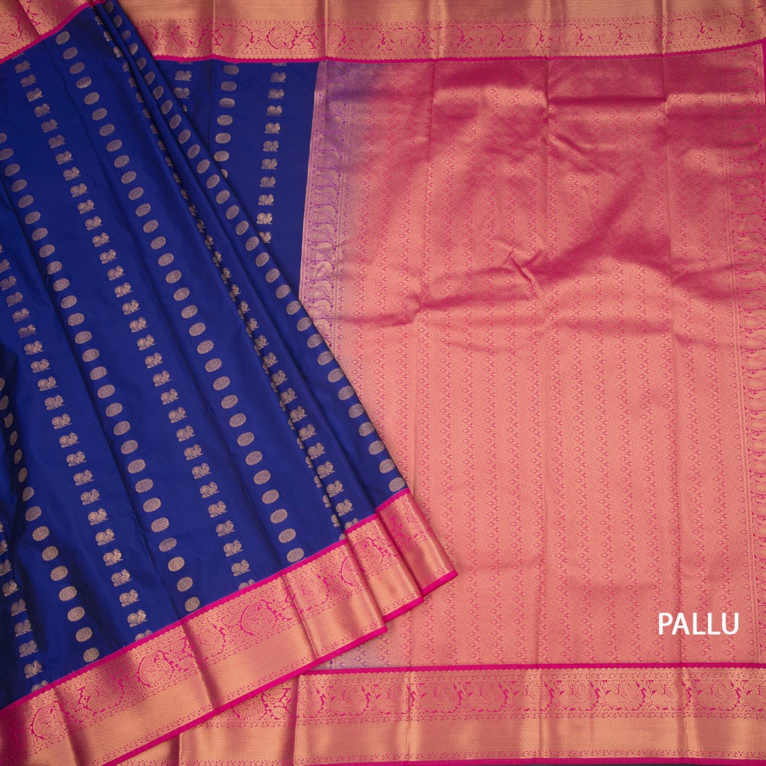 Art Silk Dark Blue Zari Worked Saree