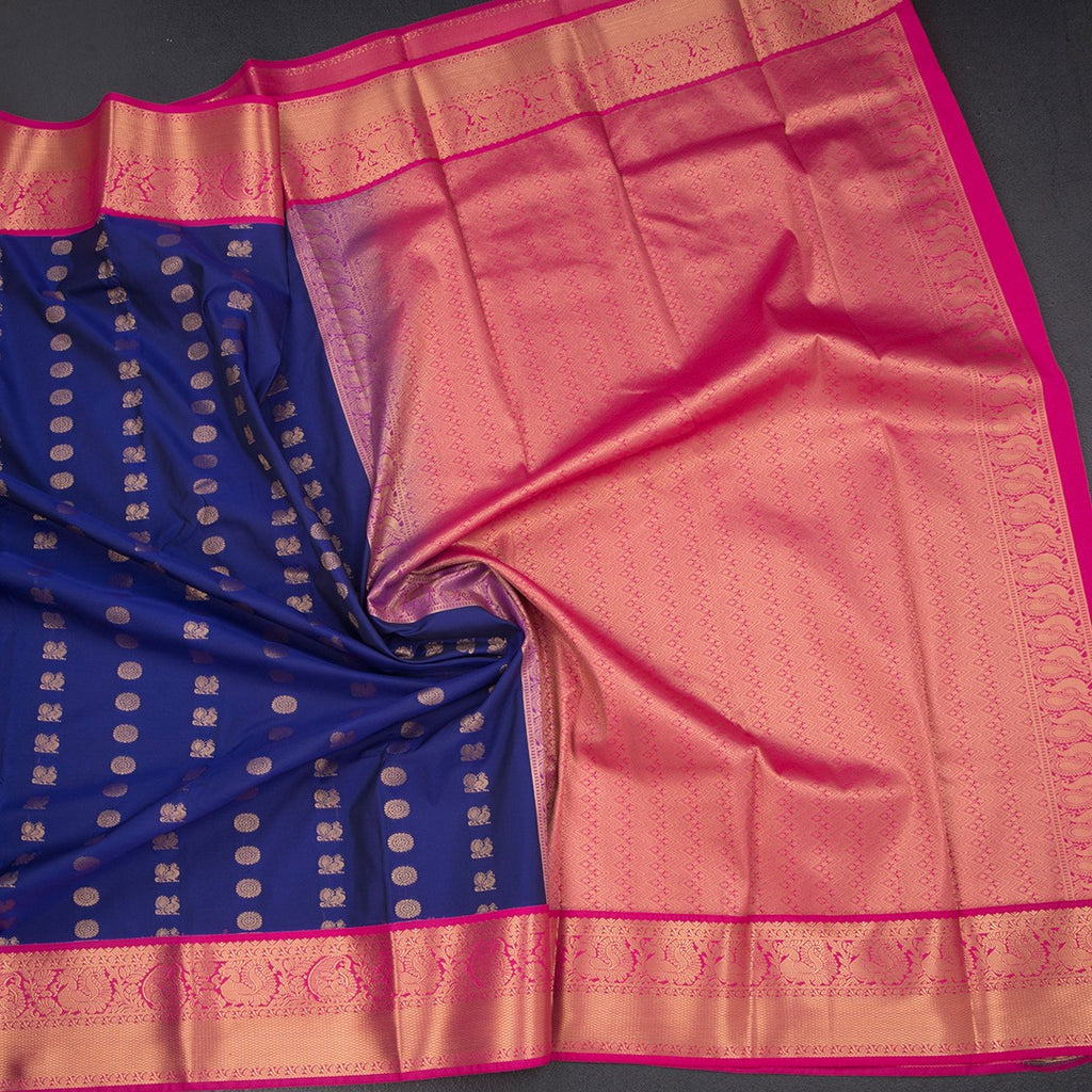 Art Silk Dark Blue Zari Worked Saree