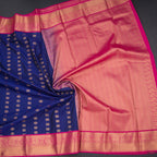 Art Silk Dark Blue Zari Worked Saree