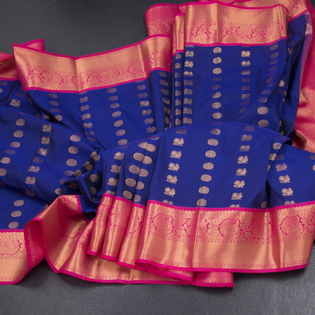Art Silk Dark Blue Zari Worked Saree