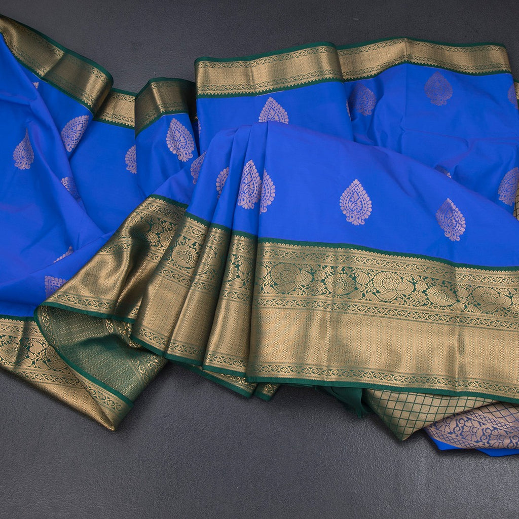Art Silk Royal Blue Zari Worked Saree 05