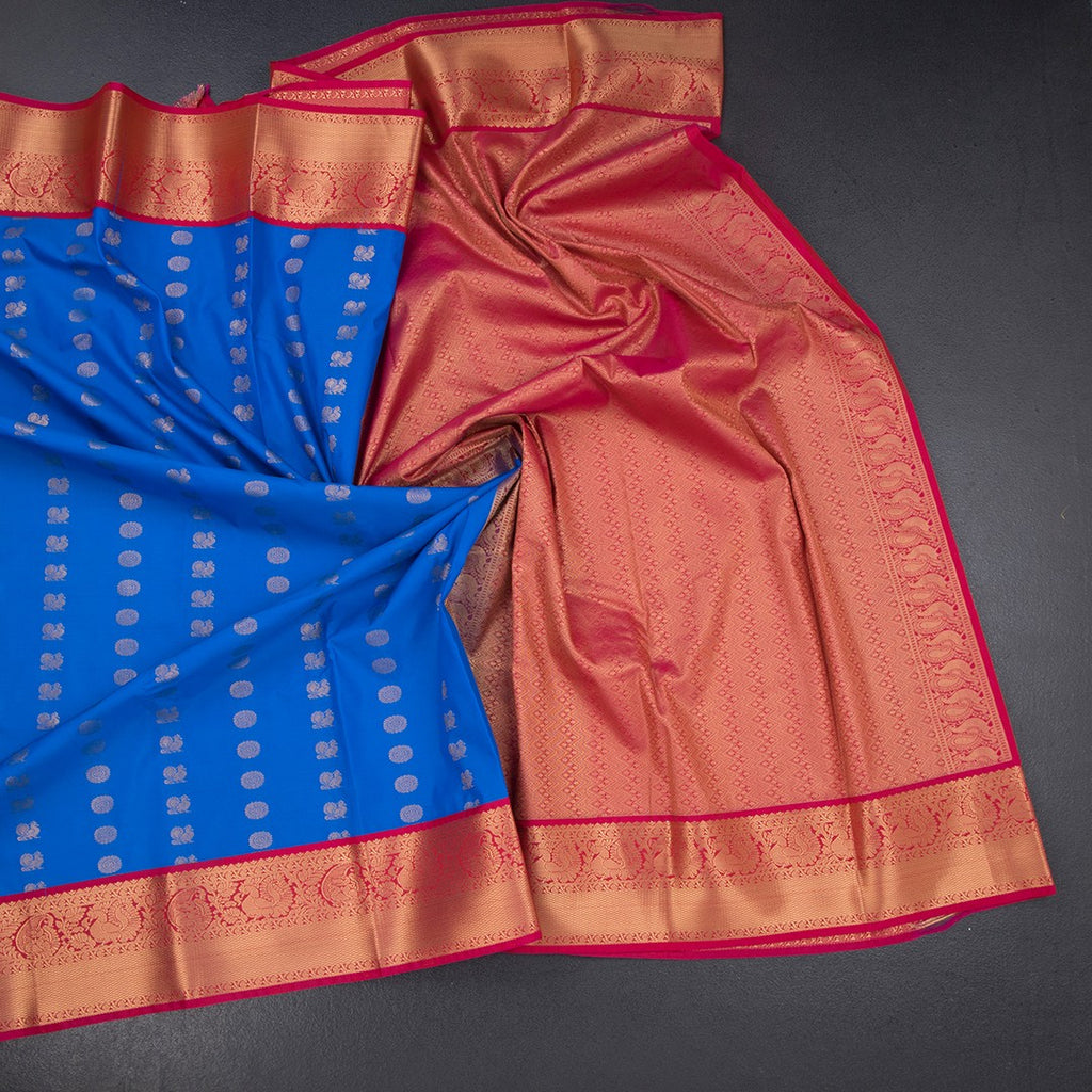 Art Silk Royal Blue Zari Worked Saree 06