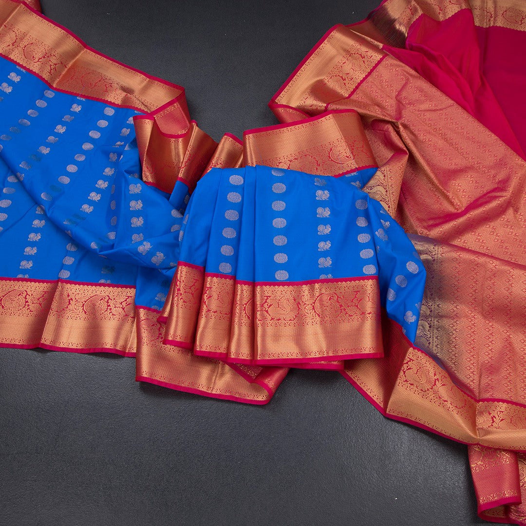 Art Silk Royal Blue Zari Worked Saree 06