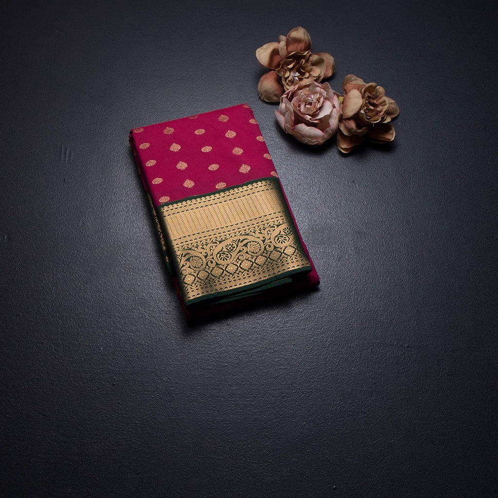 Art Silk Reddish Pink Zari Worked Saree 04