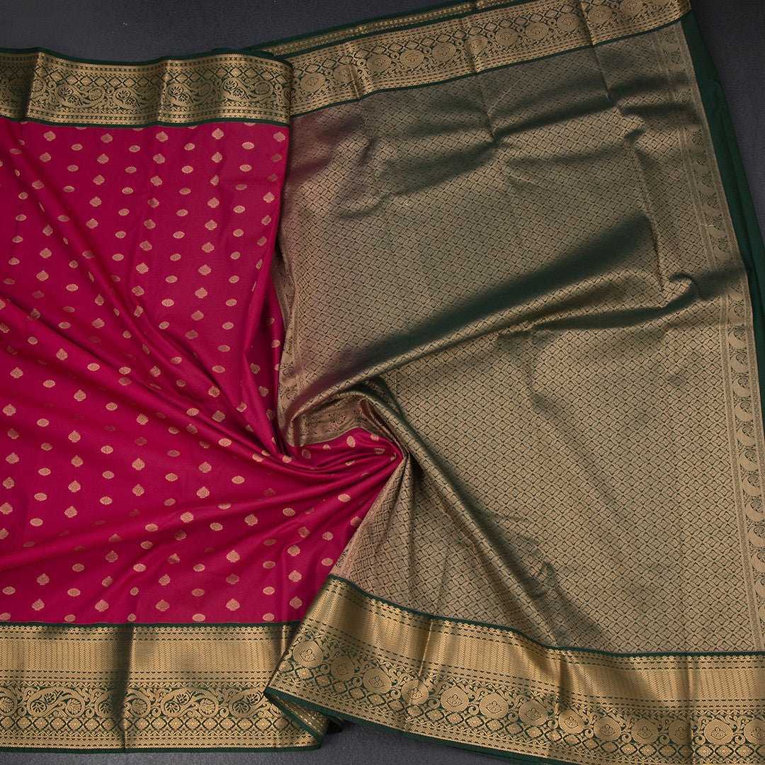 Art Silk Reddish Pink Zari Worked Saree 04