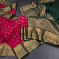 Art Silk Reddish Pink Zari Worked Saree 04