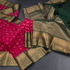 Art Silk Reddish Pink Zari Worked Saree 04