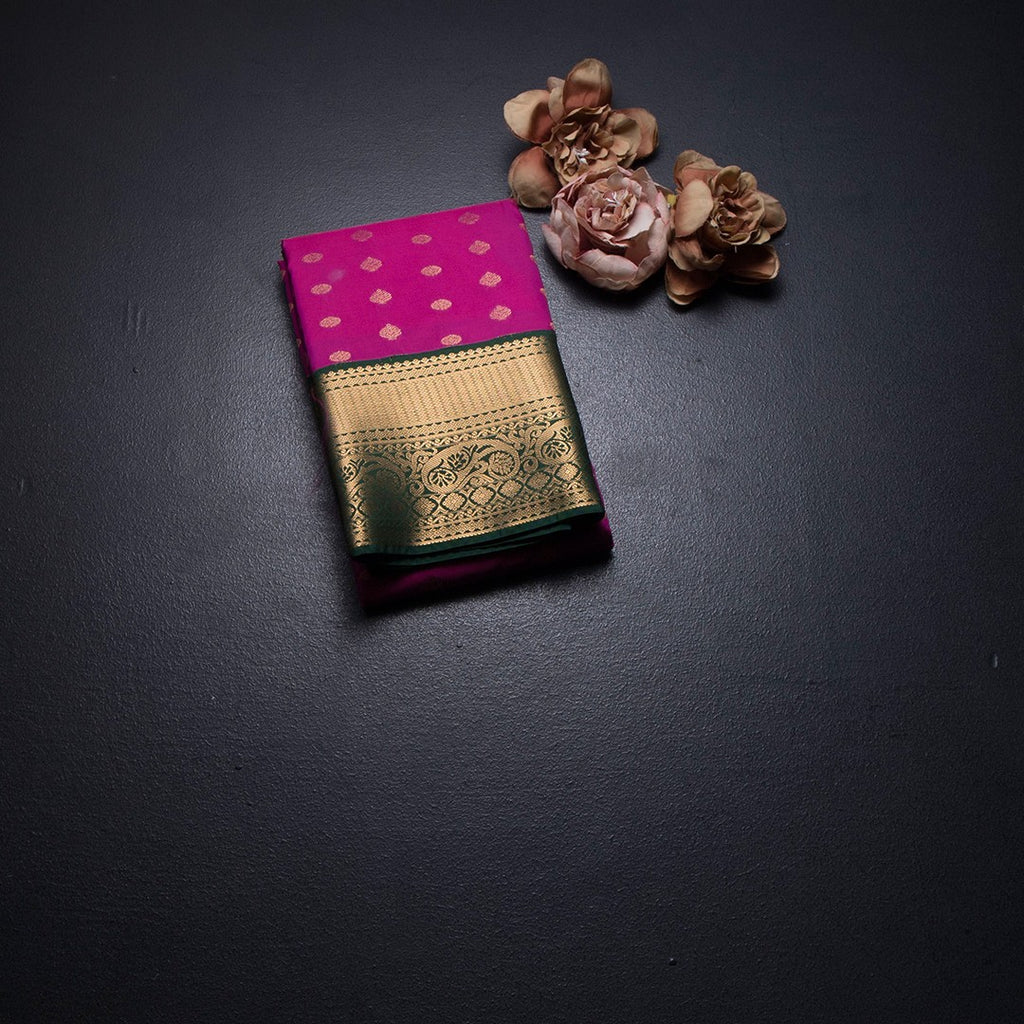 Art Silk Magenta Pink Zari Worked Saree 04
