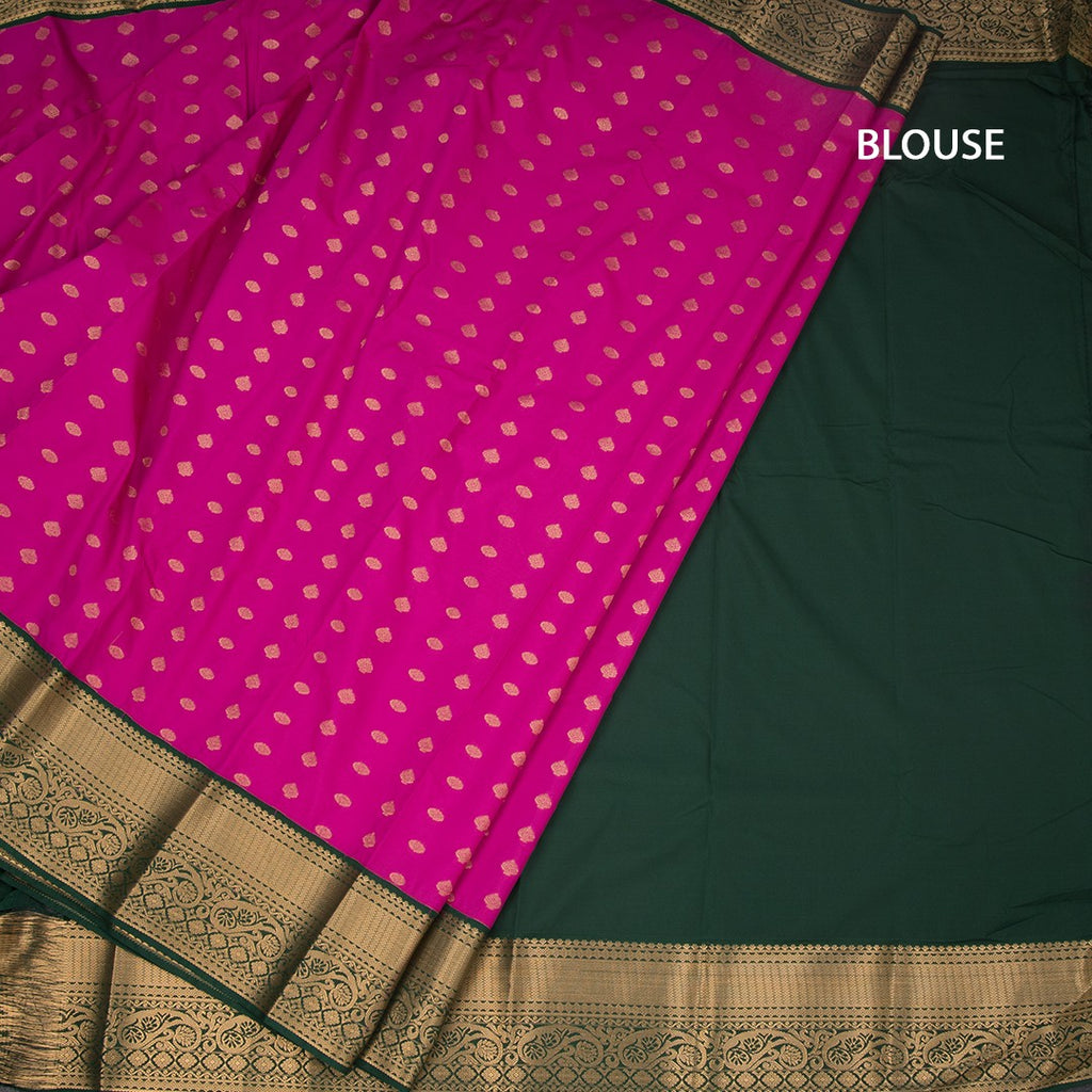 Art Silk Magenta Pink Zari Worked Saree 04