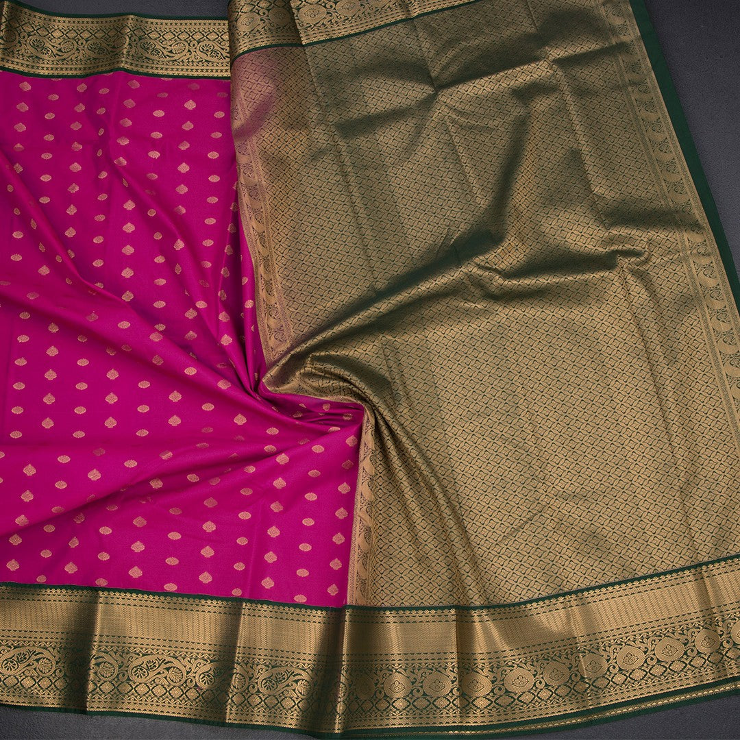 Art Silk Magenta Pink Zari Worked Saree 04