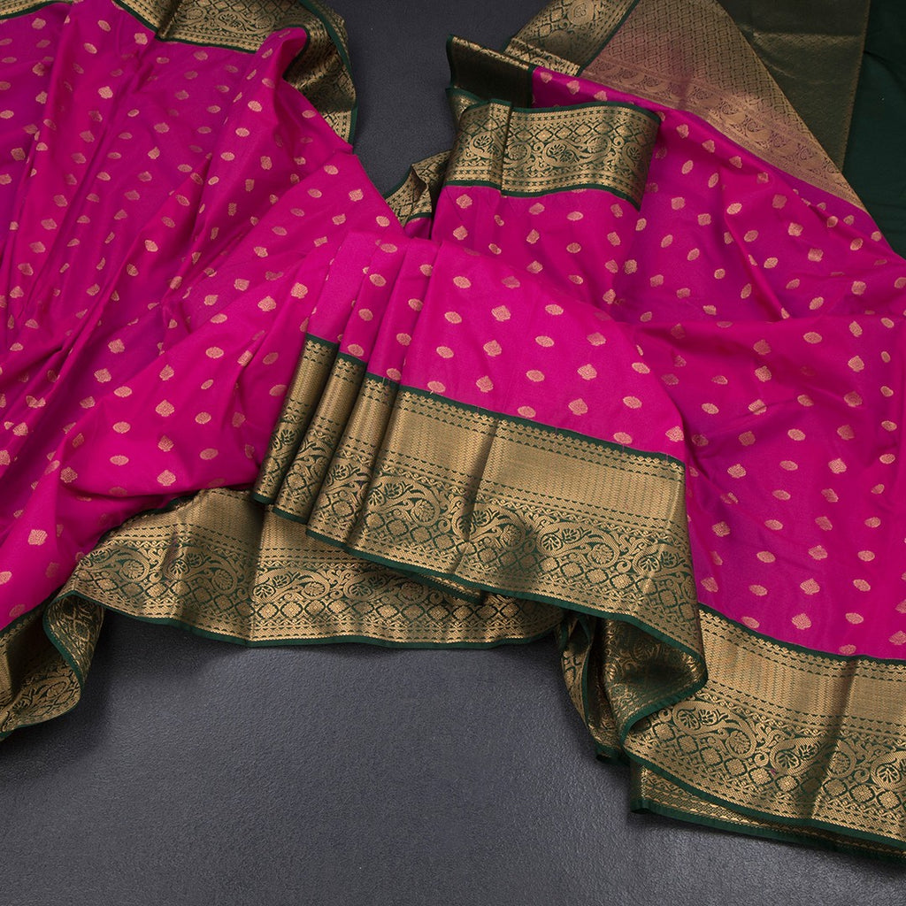 Art Silk Magenta Pink Zari Worked Saree 04