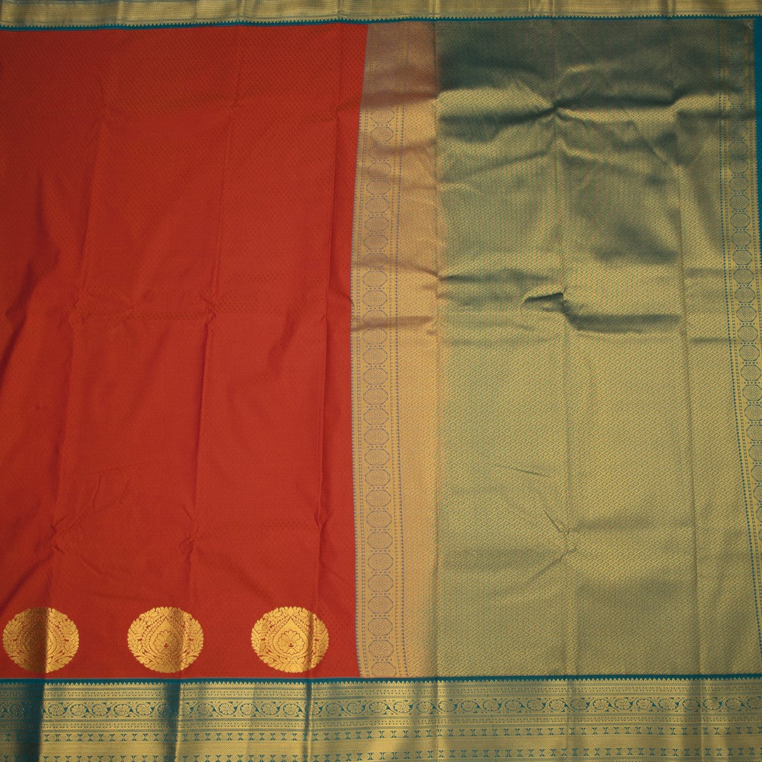 Art Silk Rust Orange Zari Worked Saree 03