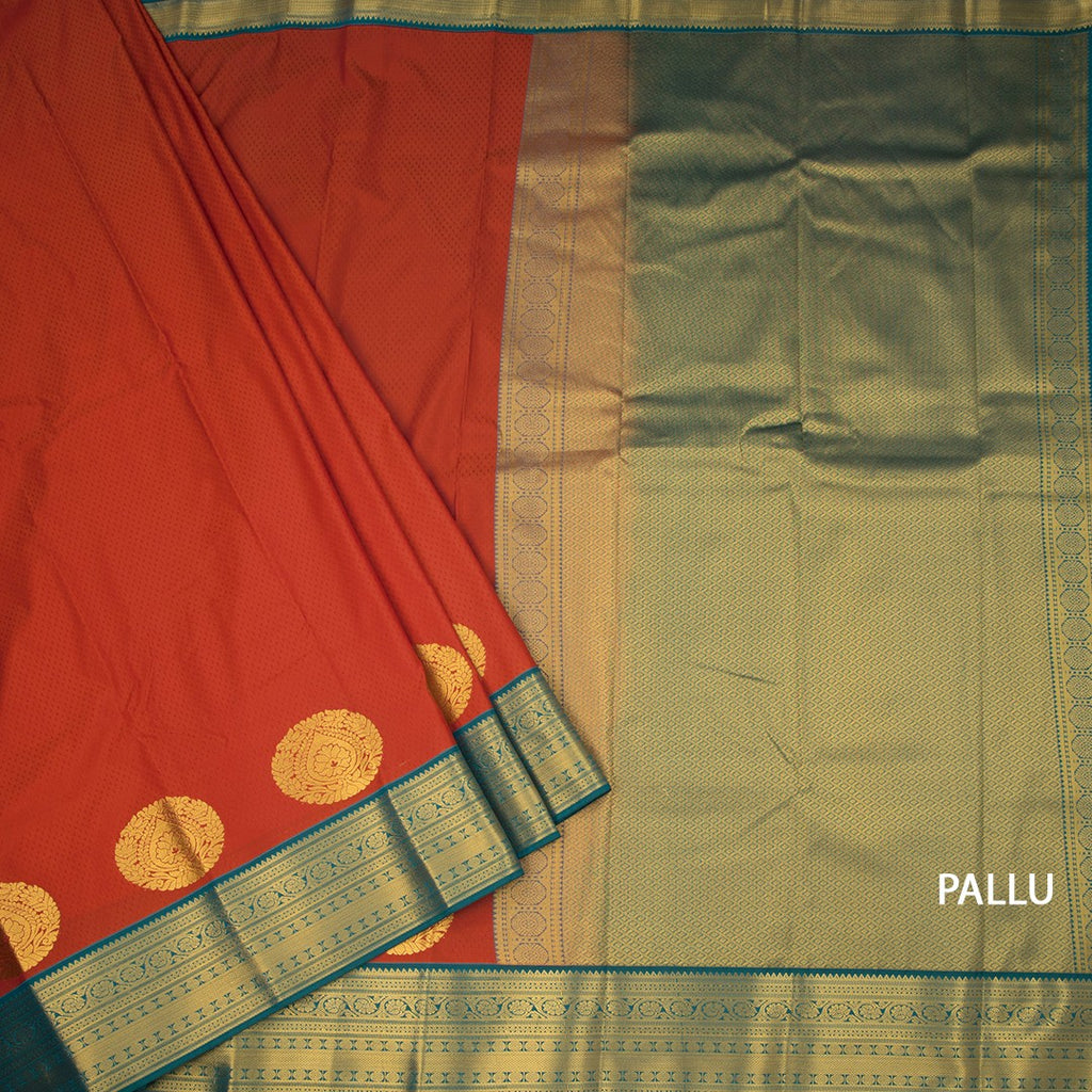 Art Silk Rust Orange Zari Worked Saree 03