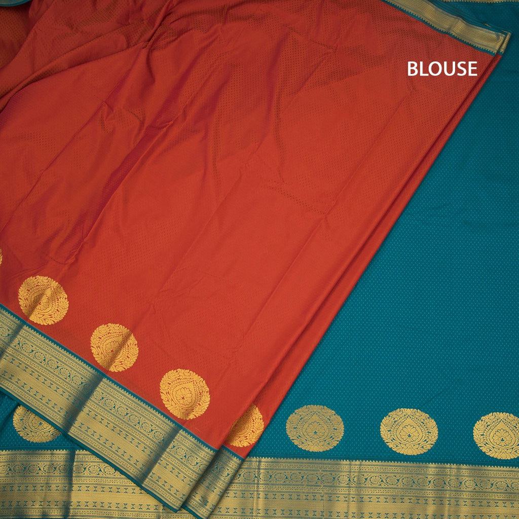 Art Silk Rust Orange Zari Worked Saree 03