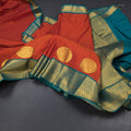 Art Silk Rust Orange Zari Worked Saree 03