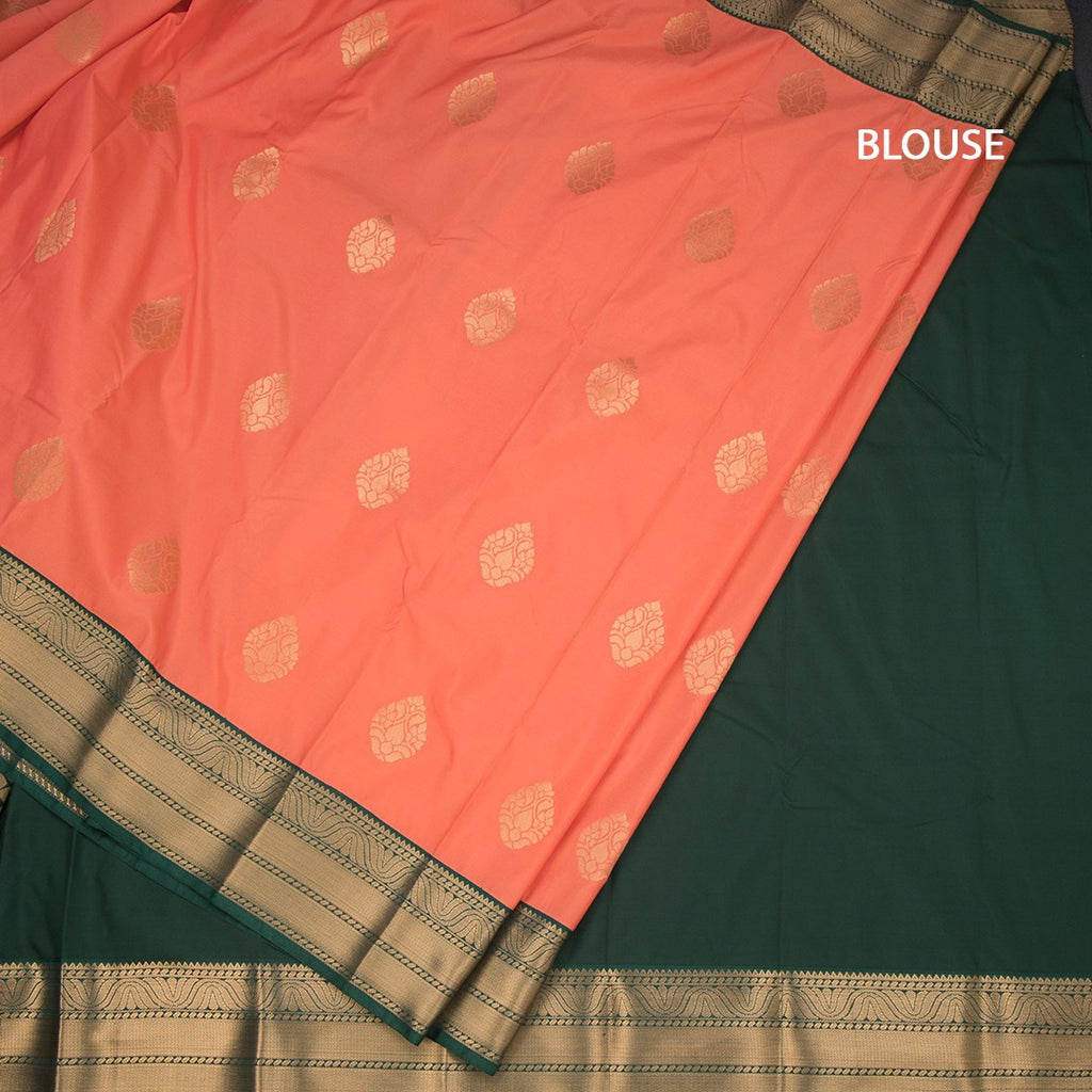 Art Silk Peach Zari Worked Saree 08