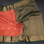 Art Silk Peach Zari Worked Saree 08
