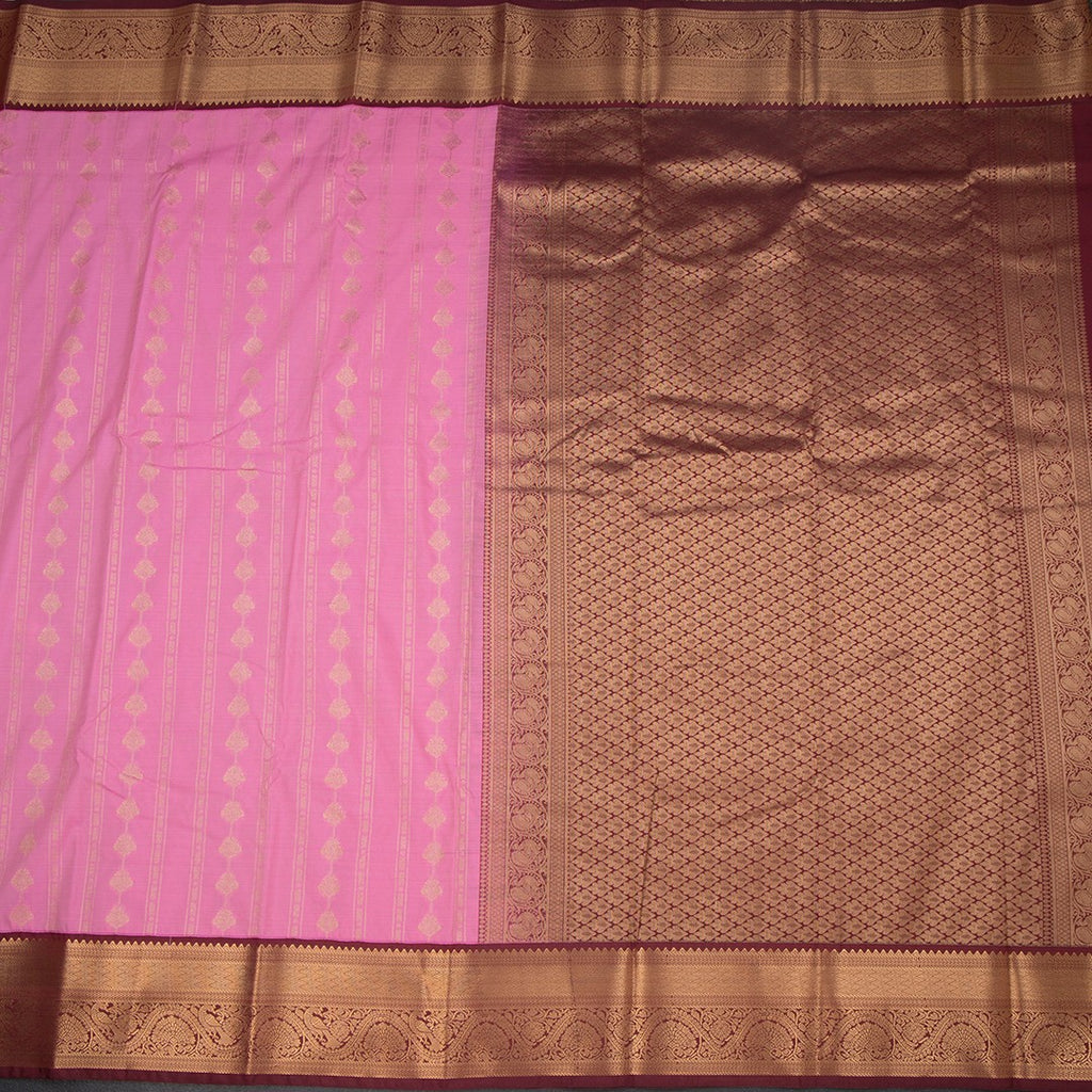 Art Silk Rose Pink Zari Worked Saree 05