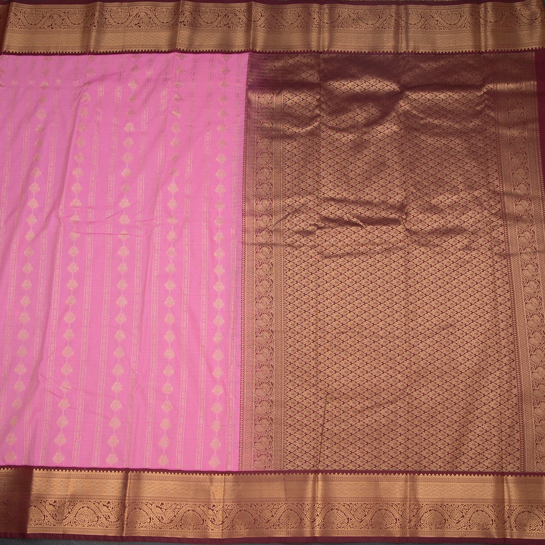 Art Silk Rose Pink Zari Worked Saree 05