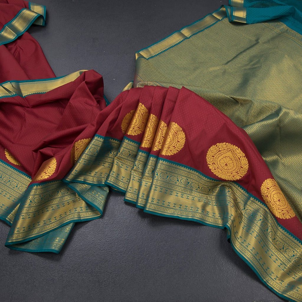 Art Silk Maroon Zari Worked Saree 08