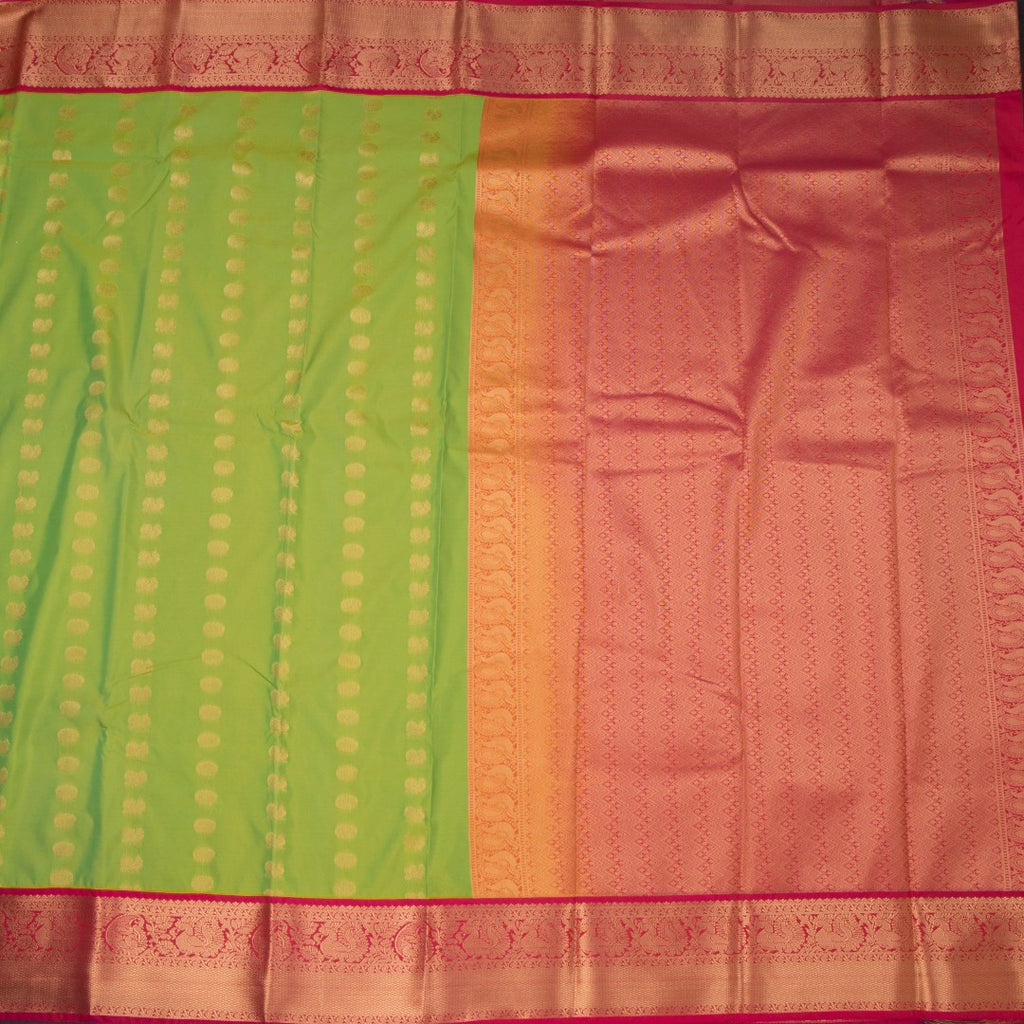 Art Silk Parrot Green Zari Worked Saree 07