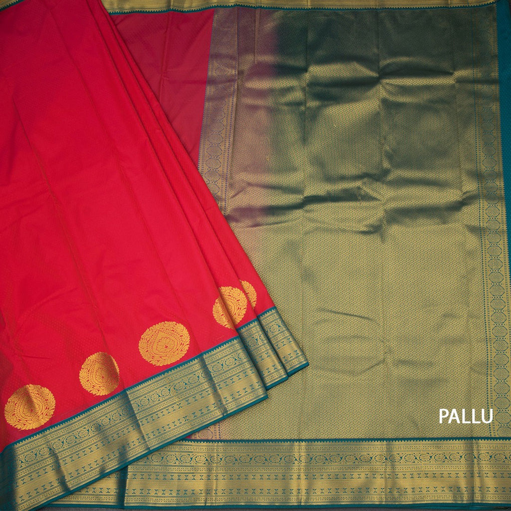 Art Silk Red Zari Worked Saree 07