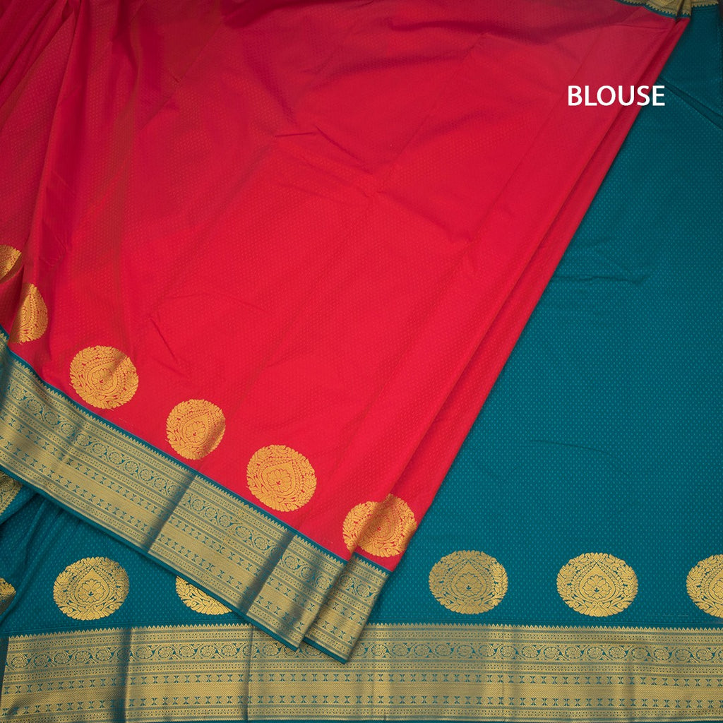 Art Silk Red Zari Worked Saree 07