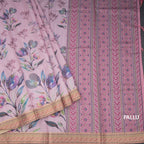 Semi Raw Silk Taffy Pink Floral Printed Saree