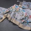 Semi Raw Silk Grey Printed Saree In Tree Design