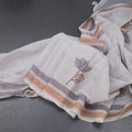 Semi Linen Grey Thread Work Saree