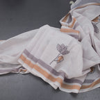 Semi Linen Grey Thread Work Saree