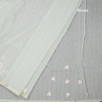 Raw Silk Mint Green Stripes With Floral Thread Work Saree