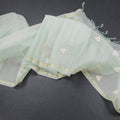 Raw Silk Mint Green Stripes With Floral Thread Work Saree