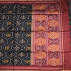 Raw Silk Black Printed Saree