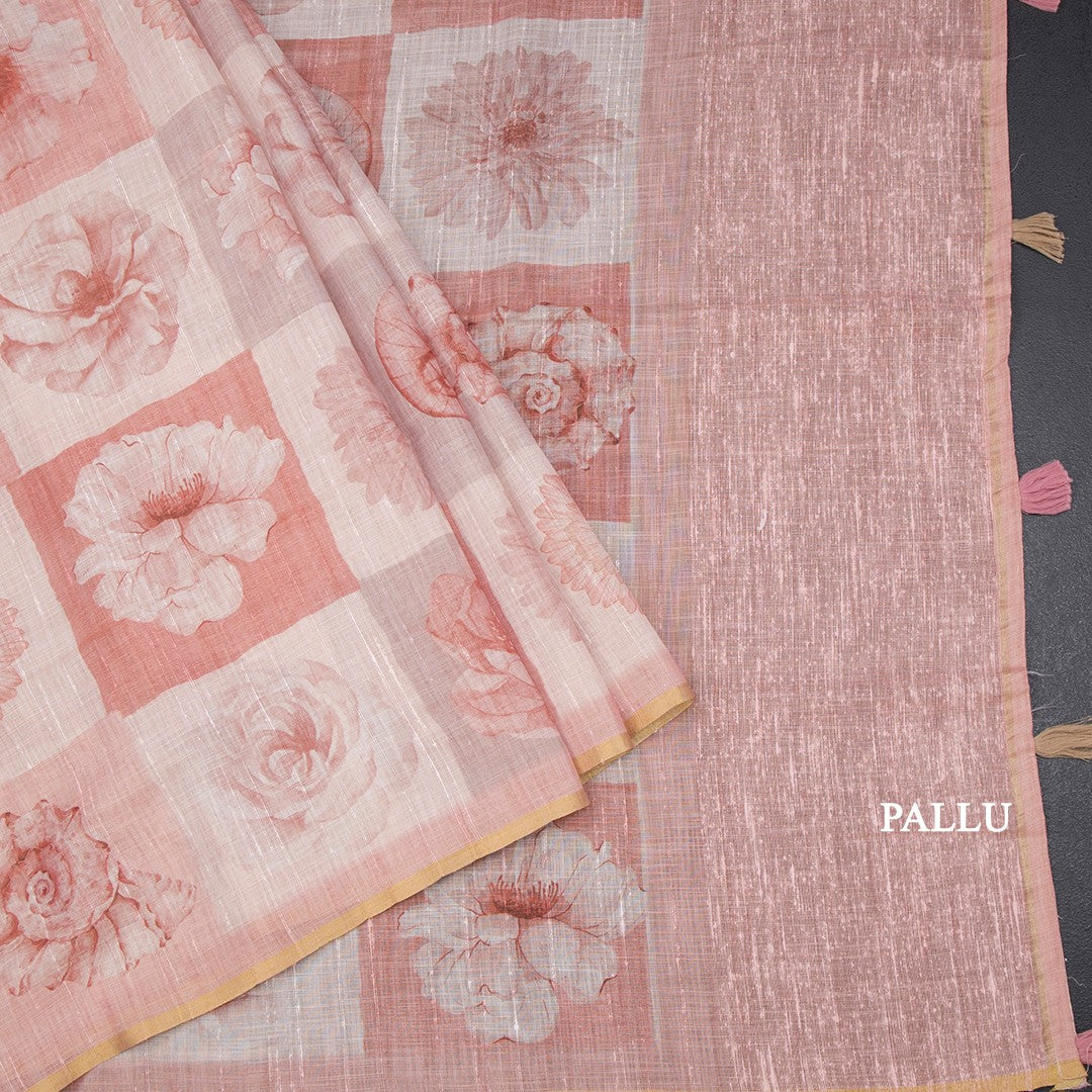 Linen Multi Colour Printed Saree