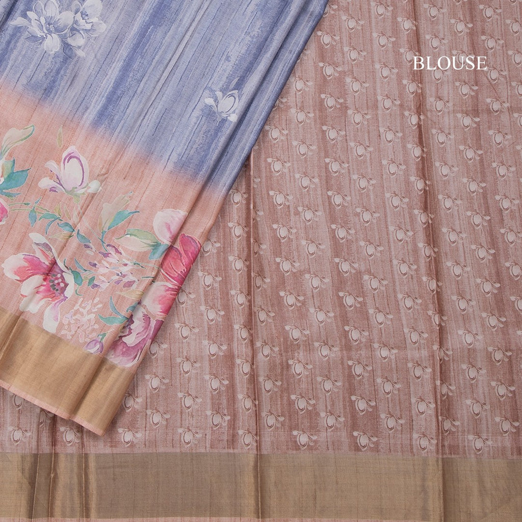 Raw Silk Multi Colour Floral Printed Saree 02