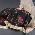 Pure Tussar Black Floral Printed Saree