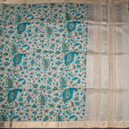 Pure Tussar Cream Leaf Printed Saree