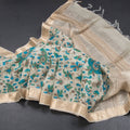 Pure Tussar Cream Leaf Printed Saree