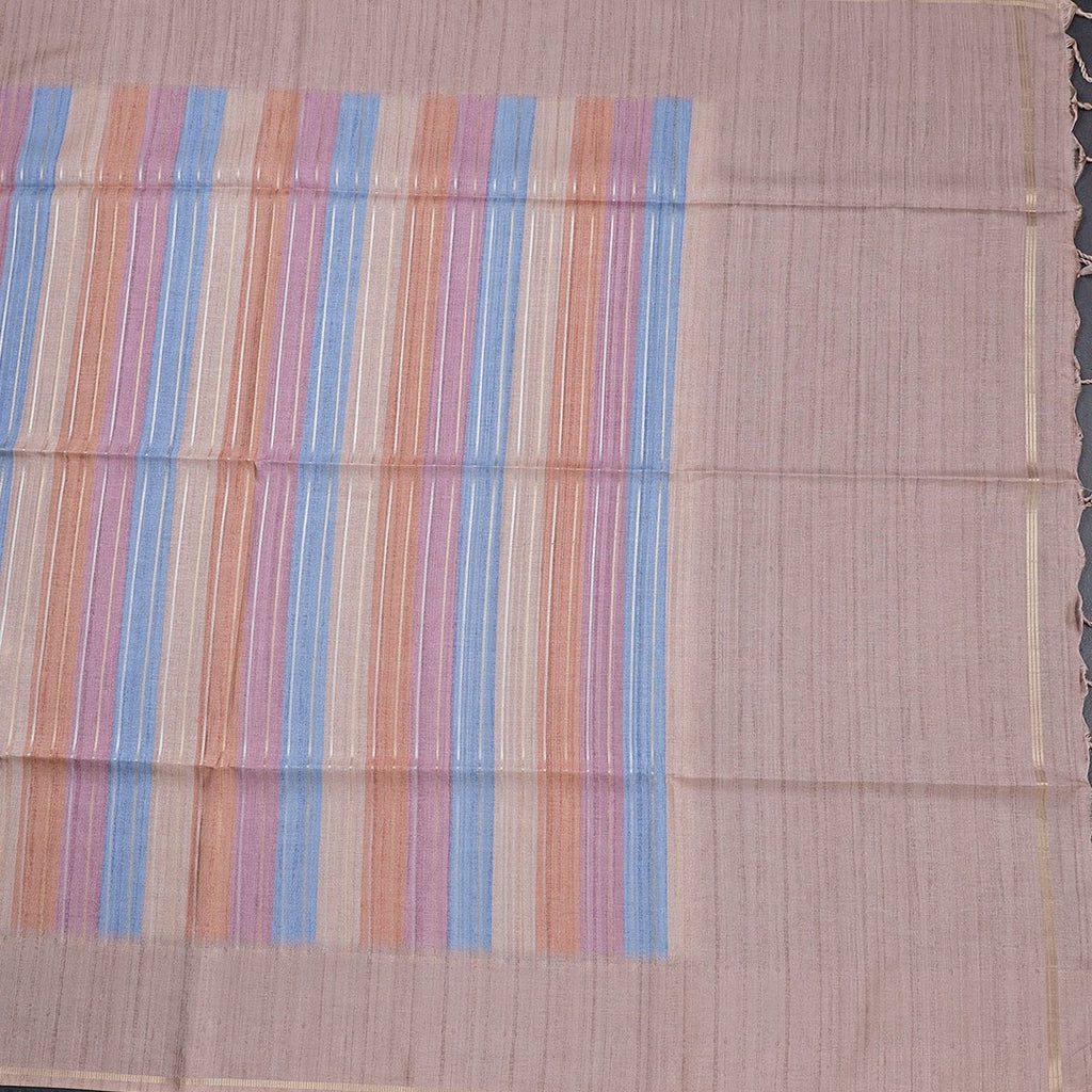 Raw Silk Multi colour Stripes Saree 02
