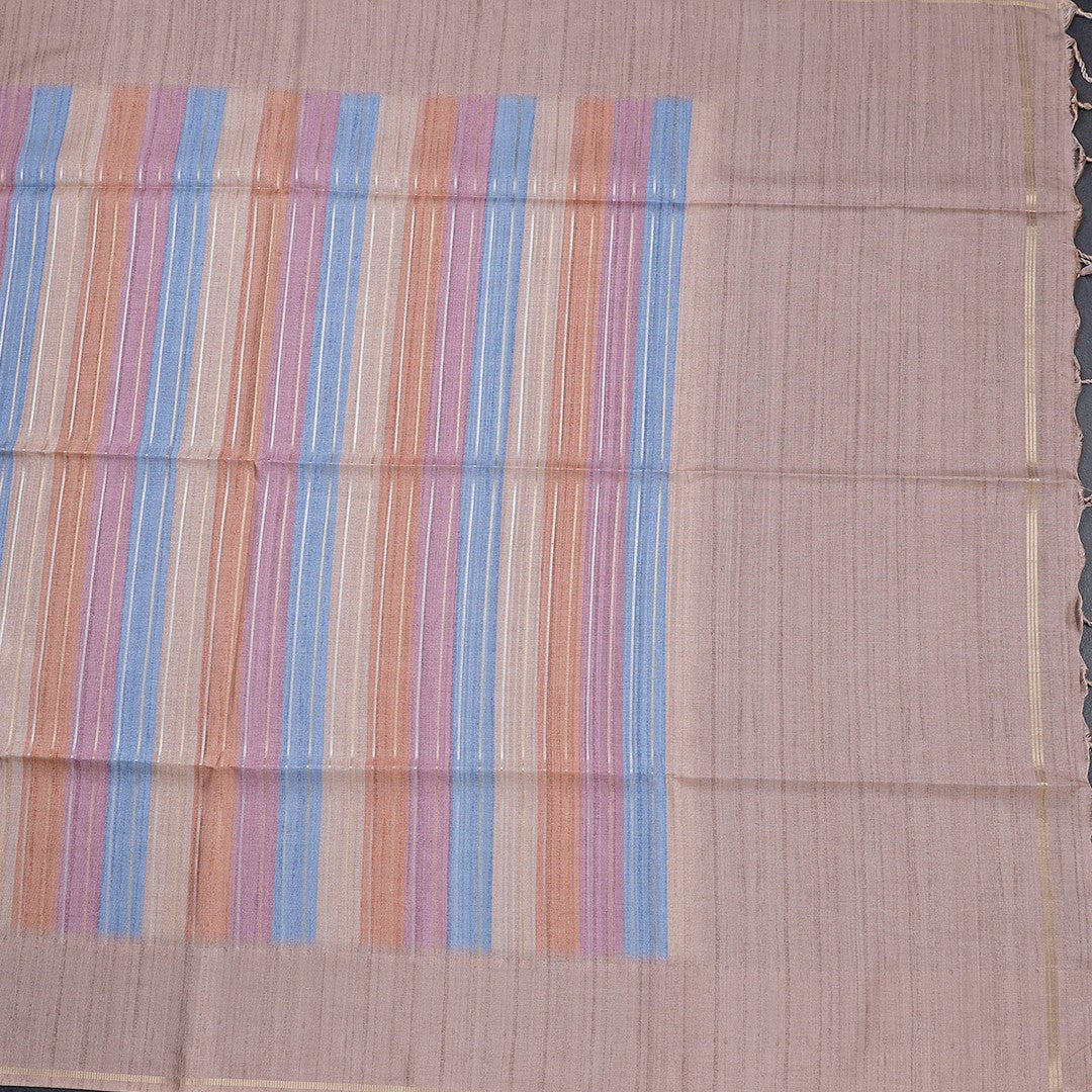 Raw Silk Multi colour Stripes Saree 02