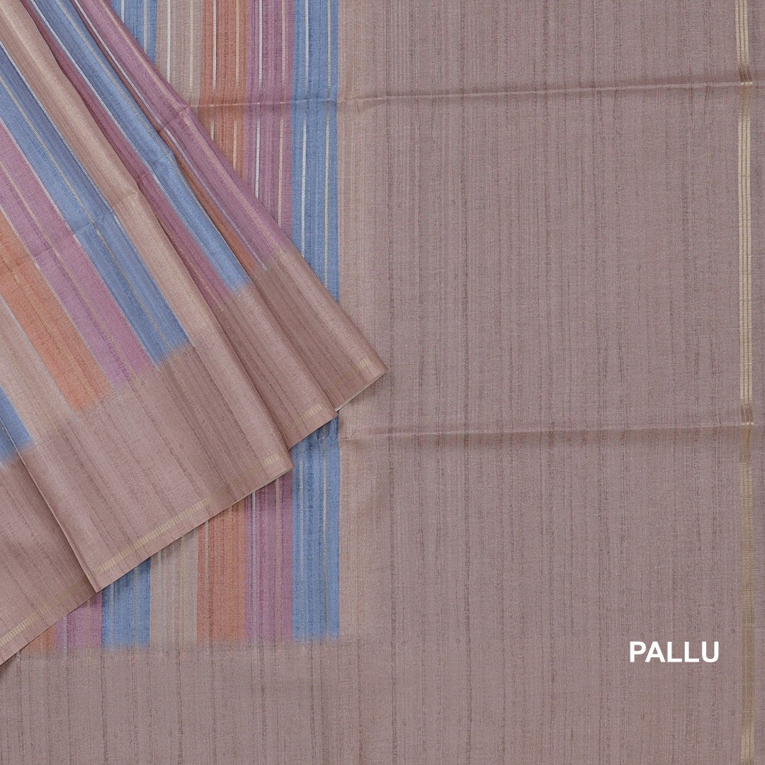 Raw Silk Multi colour Stripes Saree 02