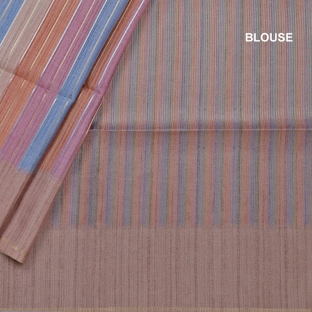 Raw Silk Multi colour Stripes Saree 02