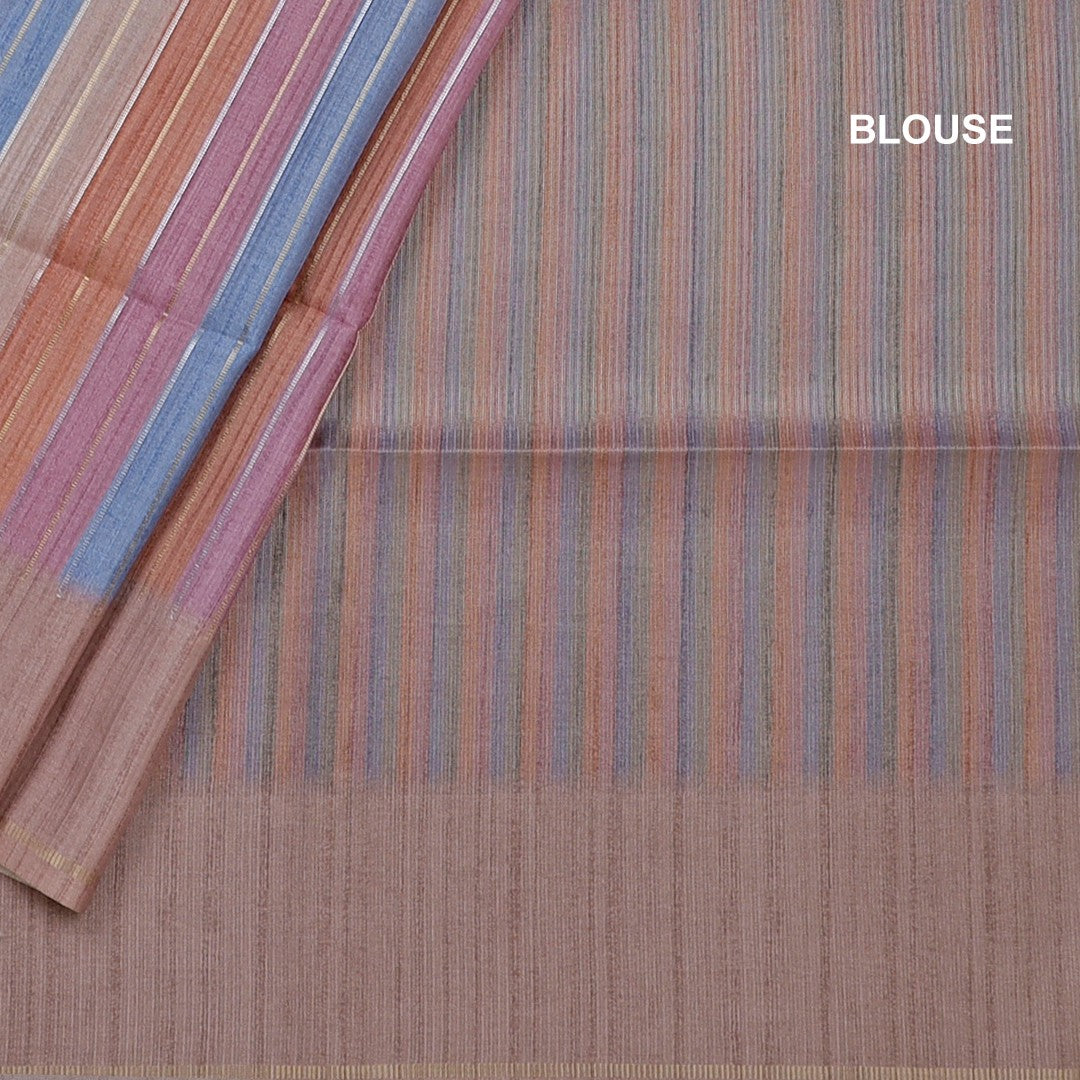 Raw Silk Multi colour Stripes Saree 02